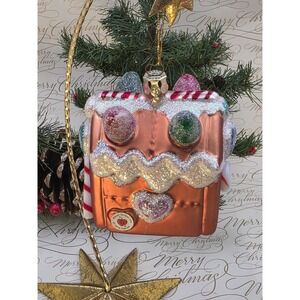 Blown‎ Glass Gingerbread House Christmas Ornament Gumdrops Susan Torrence VTG 99
